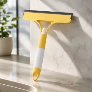 3 in 1 Window Cleaning Squeegee with Spray Bottle and Microfibre Scrub Yellow