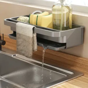 Kitchen Sink Organiser DraineR Sponge, Soap Cloth Holder Rack -hero drainage