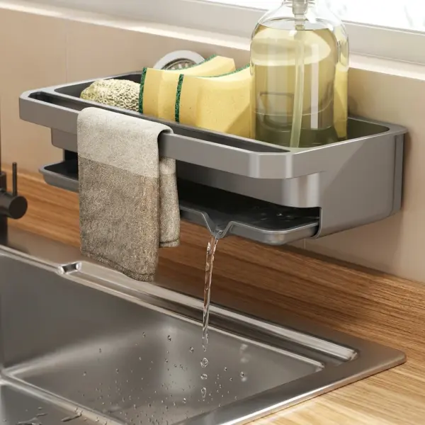 Kitchen Sink Organiser DraineR Sponge, Soap Cloth Holder Rack -hero drainage