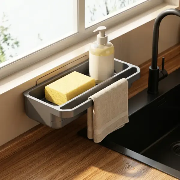 Kitchen Sink Organiser Drainer Sponge, Soap Cloth Holder Rack lifestyle