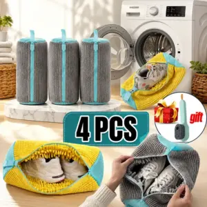 Shoe Laundry Bag with Zipper Fleece Lining Machine Wash Safe