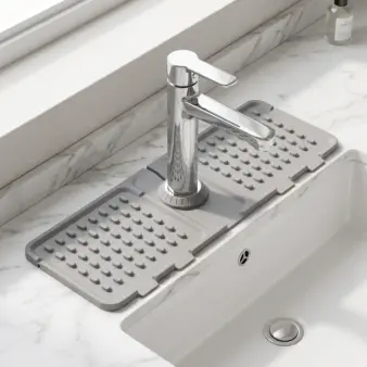 Silicone Faucet Drain Mat Foldable Waterproof Kitchen Sink Pad grey