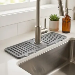 Silicone Faucet Drain Mat Foldable Waterproof Kitchen Sink Pad in-use