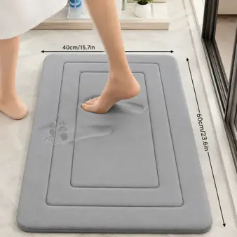 Soft Non-Slip Bath Mat 40x60cm Coral Velvet with PVC Backing Gray