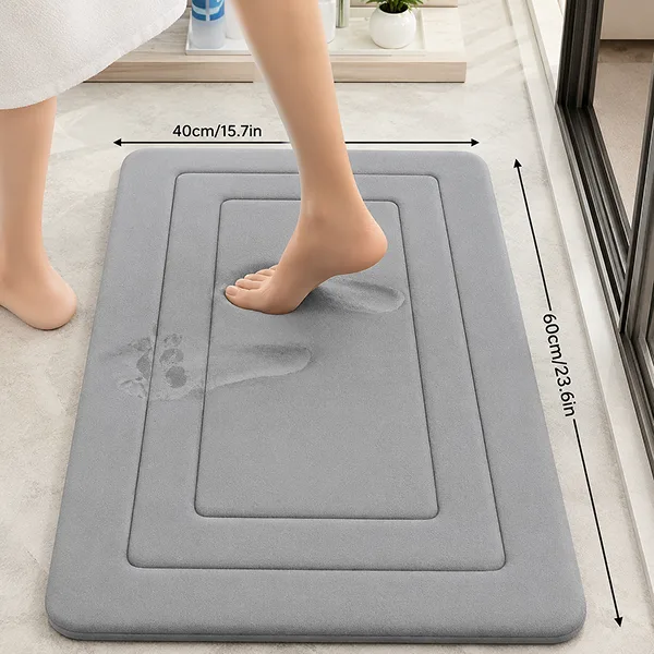 Soft Non-Slip Bath Mat 40x60cm Coral Velvet with PVC Backing Gray