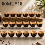 18 PCS Double Wall High Borosilicate Coffee Cups Set 80 ML