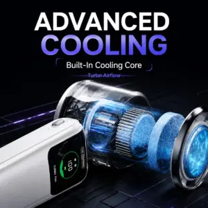 Ice Cooling Portable Neck Fan, 5-Speed Turbo Wind Foldable Hands Free Cooler, 4000mAh 9H Battery Travel Outdoor 3