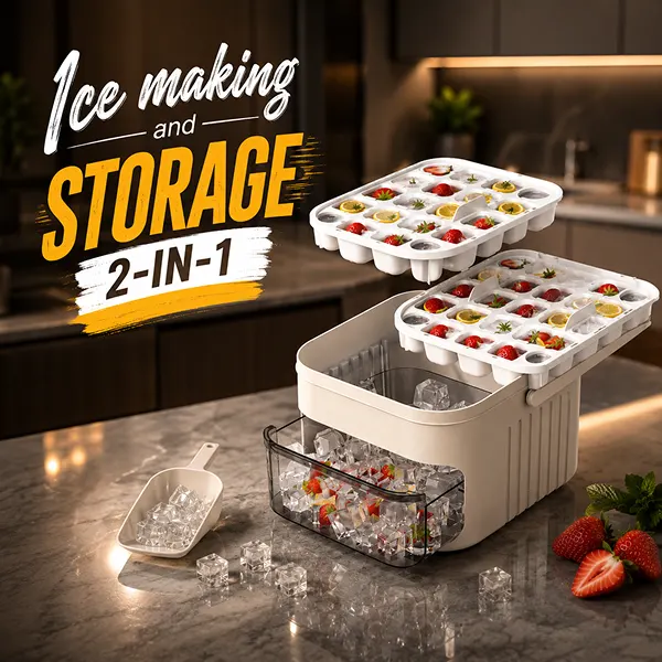 50 Grid Handheld Press Type Ice Cube Mold with Storage Bin & Scoop 2 in 1 50 Grid Handheld Press Type Ice Cube Mold with Storage Bin & Scoop 2 in 1