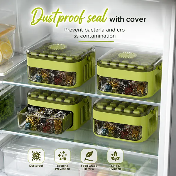 50 Grid Handheld Press Type Ice Cube Mold with Storage Bin