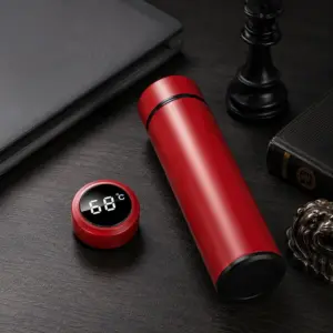 500ml Smart Temperature Display Vacuum Insulated Bottle with LED Touch Screen Red