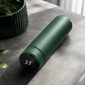 500ml Smart Temperature Display Vacuum Insulated Green Bottle with LED Touch Screen