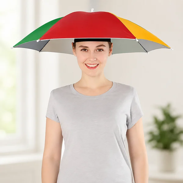 Foldable Hands-Free Umbrella Hat for Sun Rain Protection in Multi Color