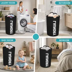 Large Waterproof Foldable Laundry Basket with Sturdy Handles Easy to Place