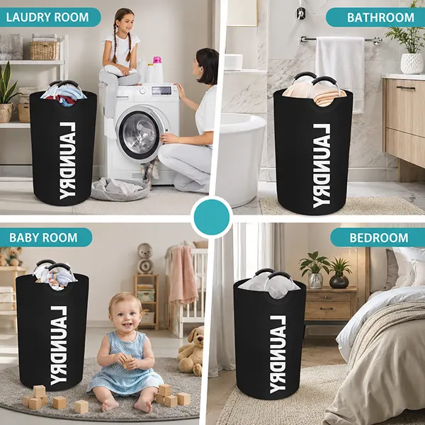 Large Waterproof Foldable Laundry Basket with Sturdy Handles Easy to Place