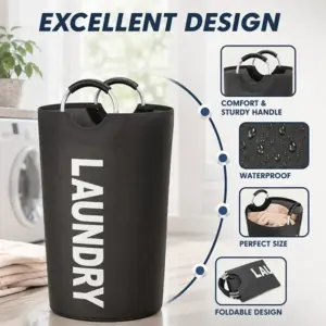 Large Waterproof Foldable Laundry Basket with Sturdy Handles Excellent Design