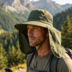 Wide Brim Sun Hat with Detachable Neck & Face Flap armygreen