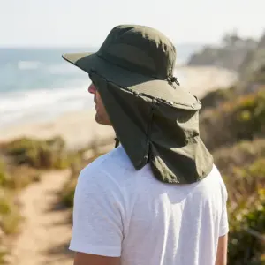Wide Brim Sun Hat with Detachable Neck & Face Flap sideback