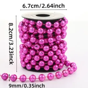 1 Set 9mm Christmas Bead Decorative Chain for Tree pink