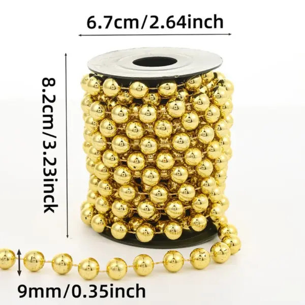 1 Set 9mm Christmas Bead Decorative Chain for Tree yellow