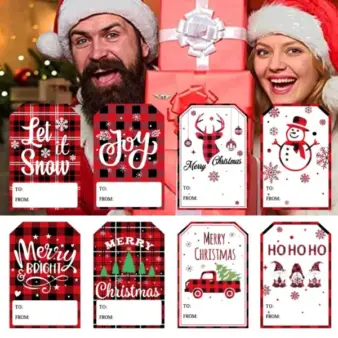 100PCS Christmas Gift Tags & Self Adhesive Labels