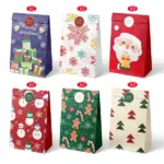 12/24pcs Christmas Kraft Paper Gift Packaging Bags with Advent Calendar Number Stickers 4.93 out of 5