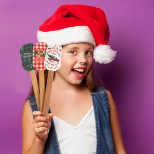 Christmas Silicone Spatula with Wooden Handle - Specially Designed for Christmas Cakes and Snowman Pancakes, Adorable Spatula, 4