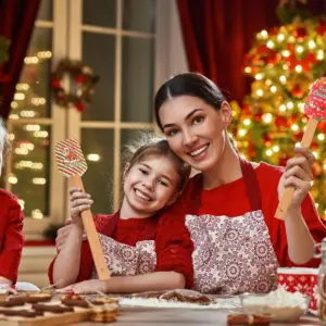 Christmas Silicone Spatula with Wooden Handle - Specially Designed for Christmas Cakes and Snowman Pancakes, Adorable Spatula, 5