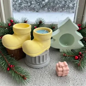 Christmas Tree Shape Candle Bowl Cement Silicone Mold DIY Storage Tray Gypsum Resin Candle Clay Mould XMAS Decoration 3