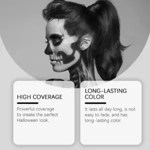 Halloween Black White Face Body Paint Kit Full Coverage Lighweight Foundation Clown Joker Makeup Festive Makeup Accessories Set 4