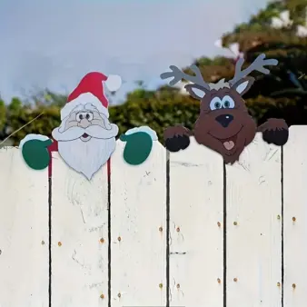 1pc Christmas Fence Ornaments Santa Clause Peeker Yard Ornaments Indoor Outdoor Ground Placard DIY Festival Gift 2