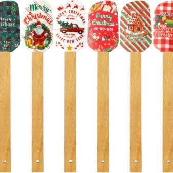 Christmas Silicone Spatula with Wooden Handle - Specially Designed for Christmas Cakes and Snowman Pancakes, Adorable Spatula, 1