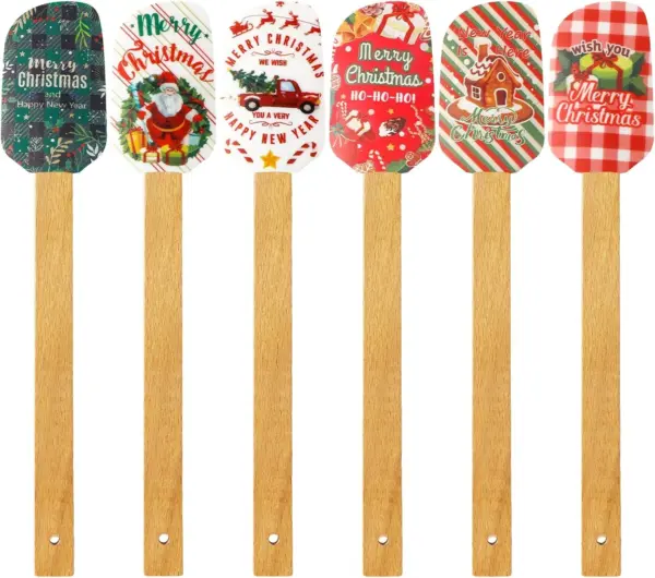 Christmas Silicone Spatula with Wooden Handle - Specially Designed for Christmas Cakes and Snowman Pancakes, Adorable Spatula, 1