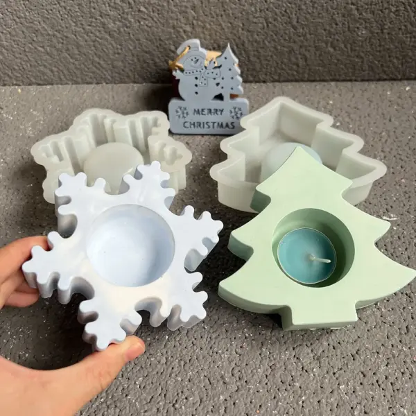 Christmas Tree Shape Candle Bowl Cement Silicone Mold DIY Storage Tray Gypsum Resin Candle Clay Mould XMAS Decoration 5