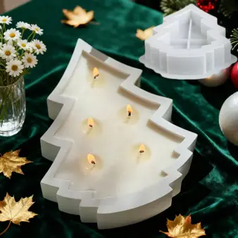 Christmas Tree Shape Candle Bowl Cement Silicone Mold DIY Storage Tray Gypsum Resin Candle Clay Mould XMAS Decoration 1