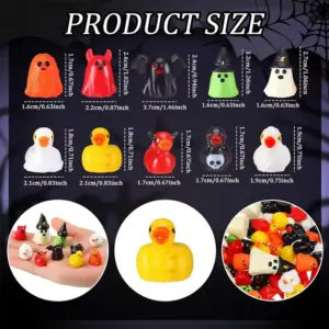 20 Pcs Mini Resin Halloween Ghost & Duck Figurines black