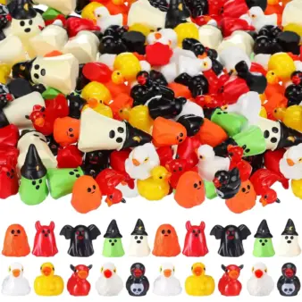20 Pcs Mini Resin Halloween Ghost & Duck Figurines multi