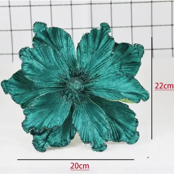 20cm Artificial Magnolia Christmas Flower for Xmas Tree champpag green