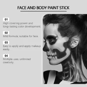 Halloween Black White Face Body Paint Kit Full Coverage Lighweight Foundation Clown Joker Makeup Festive Makeup Accessories Set 2
