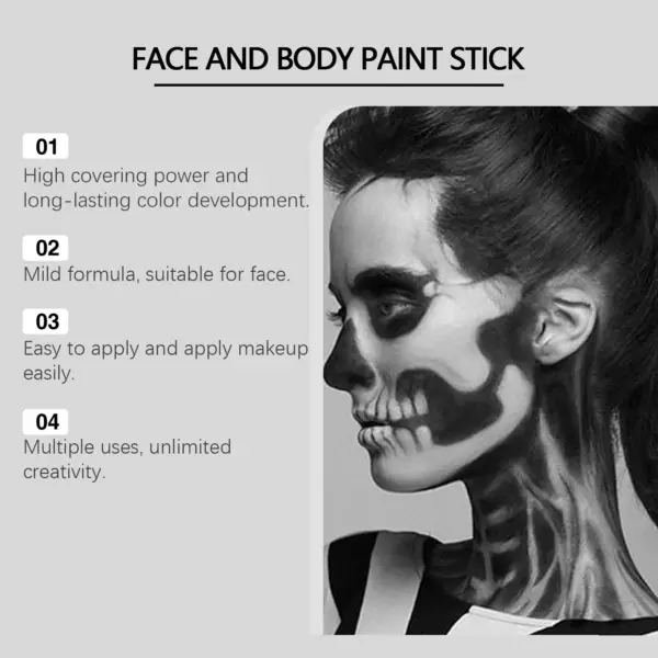 Halloween Black White Face Body Paint Kit Full Coverage Lighweight Foundation Clown Joker Makeup Festive Makeup Accessories Set 2