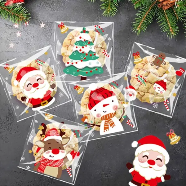 Christmas OPP Self-Adhesive Bags 1000/500/300/100pcs for Candy Chocolate Biscuit Snack Baking Dim Sum - Five Packaged 2