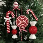Christmas Red Candy Crutch Lollipop Xmas Tree Hanging Pendant Ornament for New Year Gift Christmas Home Decoration 1