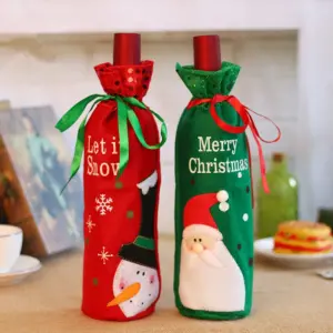 Christmas Wine Bottle Cover – Festive Snowflake & Snowman Bottle Decoration for Holiday Table Décor 5