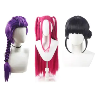 33.5-inch Purple Long Braid With Side Ponytail Integrated Tiger Mouth Clamp Children's Wig Halloween Costume Party Cosplay 1