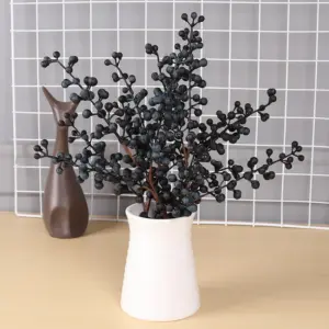 Christmas Red Berry PE Artificial Flower 5 Branches Fake Berries Christmas Wreath Handmade Accessories Home New Year Decorations 4