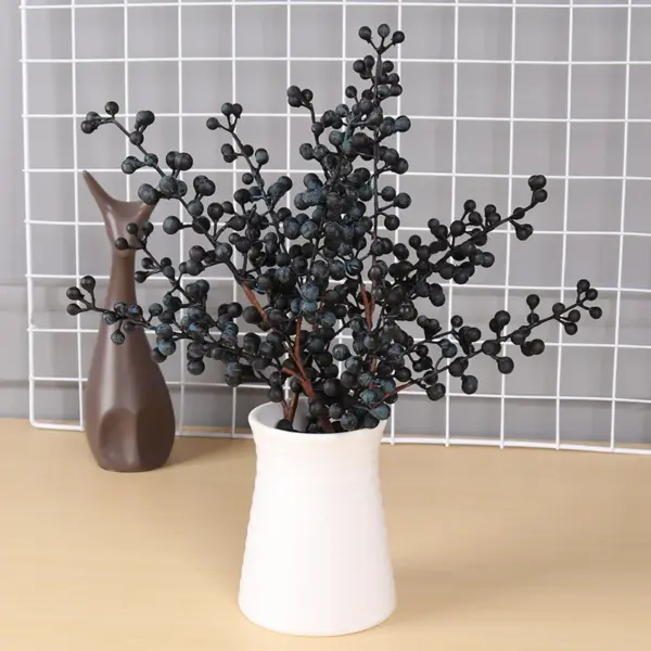 Christmas Red Berry PE Artificial Flower 5 Branches Fake Berries Christmas Wreath Handmade Accessories Home New Year Decorations 4