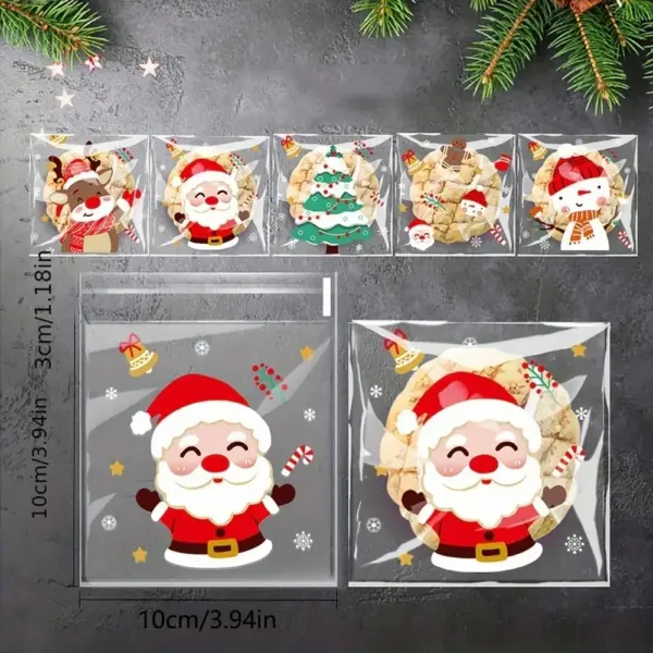 Christmas OPP Self-Adhesive Bags 1000/500/300/100pcs for Candy Chocolate Biscuit Snack Baking Dim Sum - Five Packaged 3