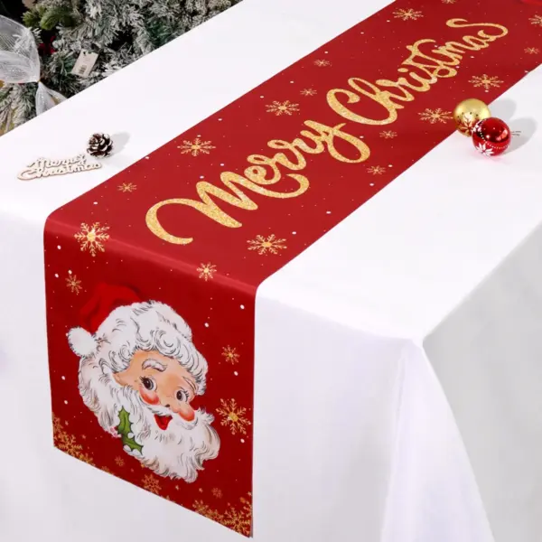 Santa Claus Christmas Table Runner Christmas Decorations For Home 2025 Xmas Table Flag Navidad Noel Gifts New Year Tablecloth 5