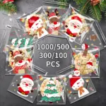 Christmas OPP Self-Adhesive Bags 1000/500/300/100pcs for Candy Chocolate Biscuit Snack Baking Dim Sum - Five Packaged 1