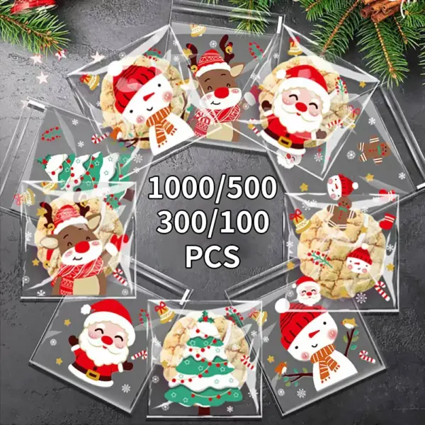 Christmas OPP Self-Adhesive Bags 1000/500/300/100pcs for Candy Chocolate Biscuit Snack Baking Dim Sum - Five Packaged 1 Christmas OPP Self-Adhesive Bags 1000/500/300/100pcs for Candy Chocolate Biscuit Snack Baking Dim Sum - Five Packaged 1