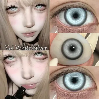 KSSEYE New Style Halloween Colored Contact Lenses with Degree Cosplay Grey Contact Lenses Beauty Makeup Products Enlarge Eyes 2